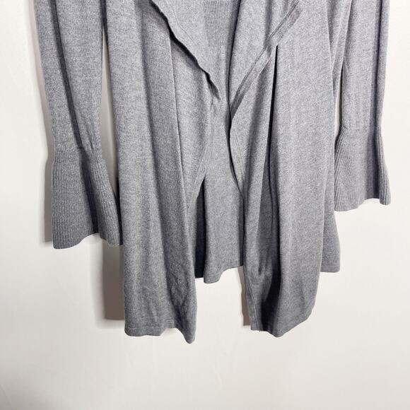 White House Black Market XS Gray Cashmere Blend Bell Sleeve Open Front Cardigan - Picture 4 of 8